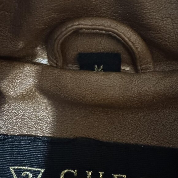 Guess Jacket Womens Medium Brown Quilted Faux Leather Moto Stand Collar Zipper - Picture 7 of 13